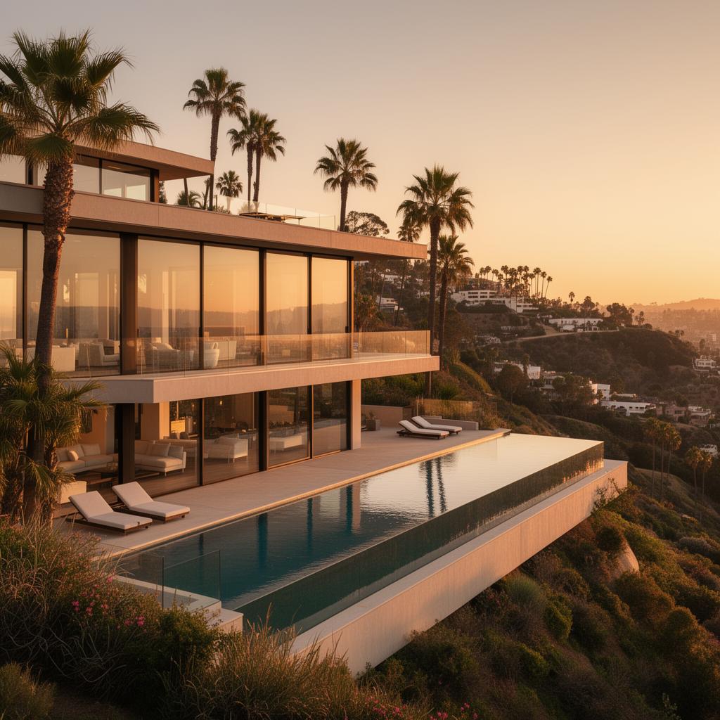 Luxury Los Angeles estate at golden hour